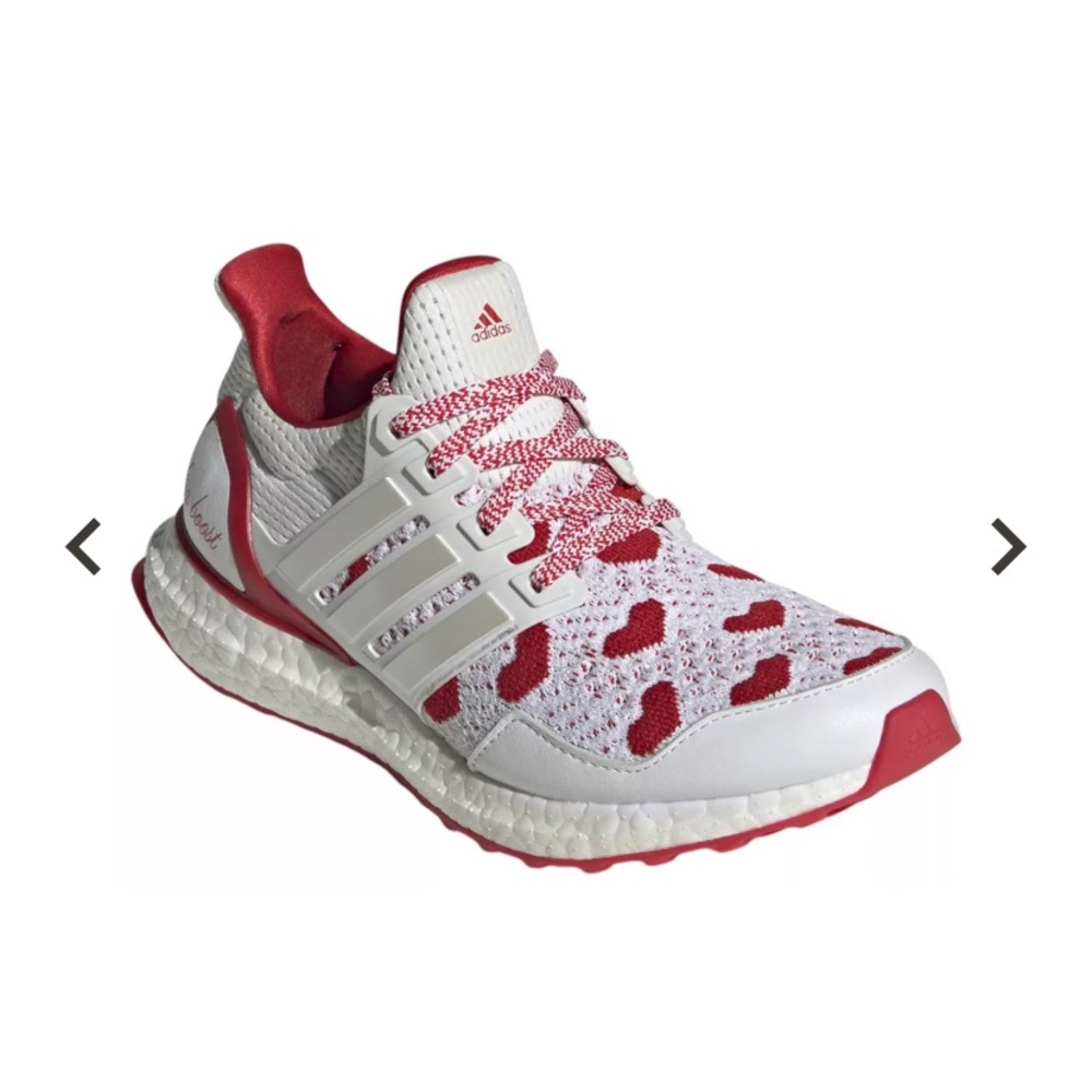adidas Women’s White and Red Ultra Boost Heart Accent Sneakers - Picture 3 of 7
